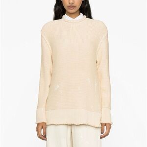 R13 NWOT rolled edge boxy sweater with paint splatter Beige Size XS